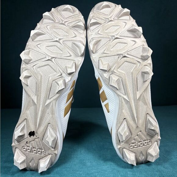 Size 10.5 - Men’s Adidas Adizero Impact2 white/gold cleats - Picture 8 of 9